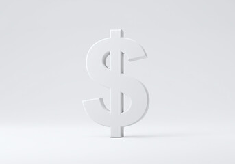White 3D Dollar Symbol Mockup on Clean Background Minimalist Finance Icon