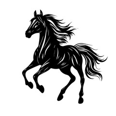Dynamic black horse vector illustration capturing the elegance and power of a horse in motion for design projects and artistic endeavors