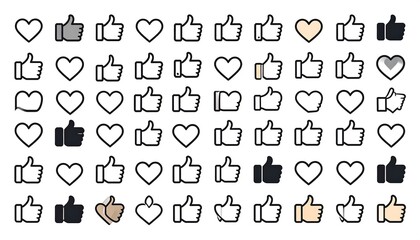 Likes Hearts Icons Set.