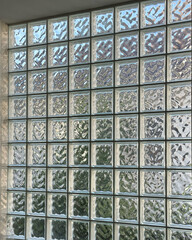 Glass Block Wall with Light Patterns