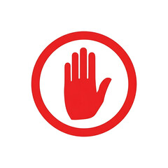 Obraz premium Red Hand Stop Sign on White Background
