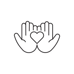 Heart in hands symbols. Heart in hand vector icons set. Hands holding heart icon. EPS 10