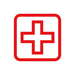 Fototapeta premium Red Medical Cross Symbol in a Square