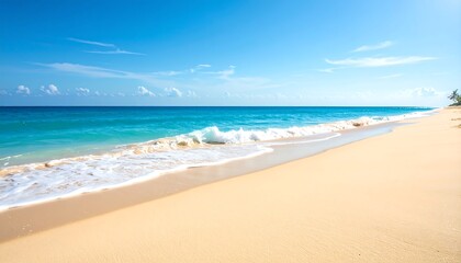 Fototapeta premium Tropical Beach with Sunny Ocean Waves.