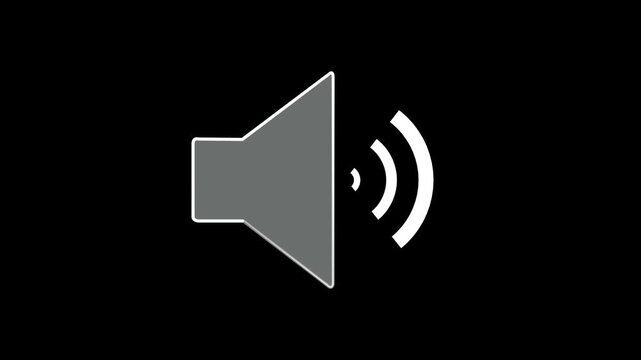  Speaker icon animated on, speaker volume animation.  microphone, sound voice speaker 4K Render of an animated vector speaker icon on transparent background
