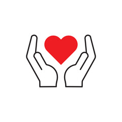 hand holding heart icon, charity hand, Donation hand symbol, Vector illustration