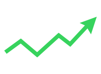 Green upward arrow growth chart symbol PNG