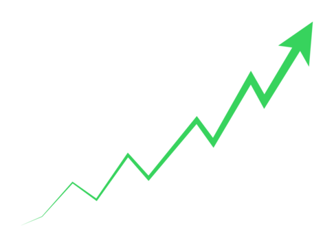 Green upward arrow growth chart symbol PNG