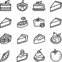 Key Lime Pie Black Line Editable Icons set