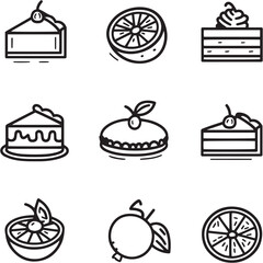 Key Lime Pie Black Line Editable Icons set