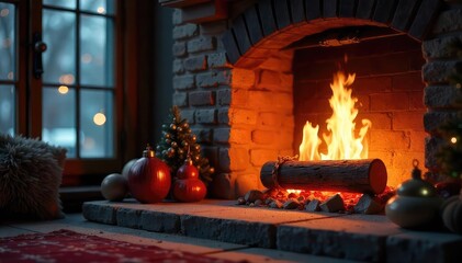 Warm and Inviting Fireplace Glow Embers, Flames, and Cozy Winter Ambiance Perfect for Holiday Decor and Relaxation