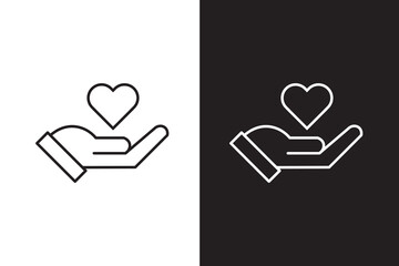 hand holding heart icon, charity hand, Donation hand symbol, Vector illustration