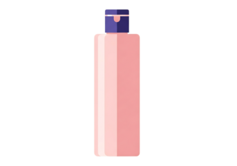 Pink cosmetic bottle with purple cap isolated on transparent background