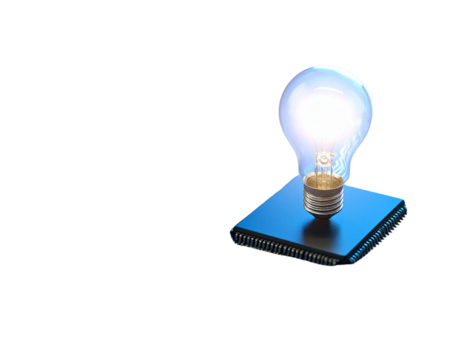  Futuristic LED Light Bulb Hovering Above Digital Circuit Pattern, Technology Concept