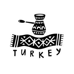 Turkish Coffee Turk Travel Logo Illustration for Turkey