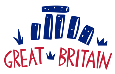 Great Britain Illustration with Stonehenge Landmark and Travel Design