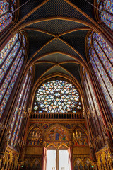 Fototapeta premium Vertical view of Sainte-Chapelle stained glass windows in Paris