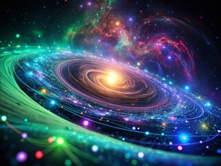 Obraz premium Abstract Galaxy of Glowing Data Nodes: Big Data, Connectivity, Information Universe Night Photography