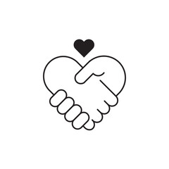 Hand hold heart simple line illustration, conceptual icon