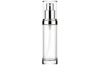 Clear cosmetic pump dispenser bottle isolated on transparent background