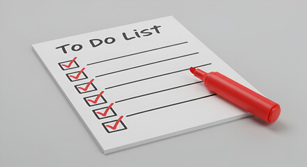 Obraz premium Completed to do list with red marker, signifying finished tasks on the list