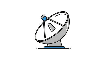 Satellite dish vector illustration. Communication antenna symbol for technology, connection, and broadcasting concepts isolated on a white background.