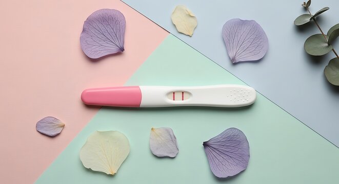 Positive pregnancy test with two lines, symbolizing new life, hope, and the beginning of a beautiful journey. - Powered by Adobe