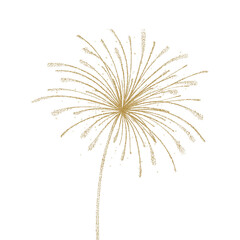 Obraz premium A simple clip art of a firework, on a white background, with a gold glitter outline. 