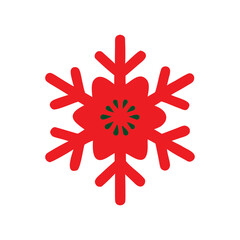 Red Christmas snowflake icon. Cool Climate, Christmas and Seasonal Decoration Vector.