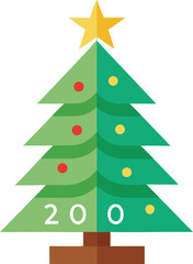 Stylized christmas tree with 200 numbers and star