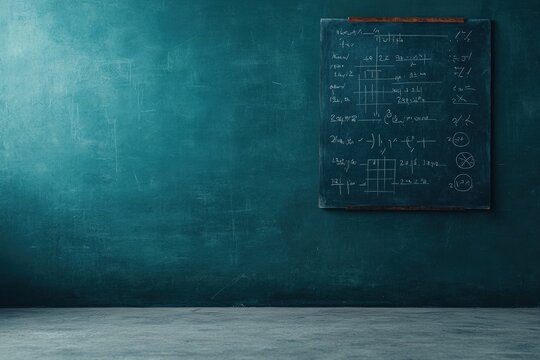 Academic chalkboard filled with mathematical equations - Powered by Adobe