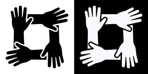 Four Hands Making a Square Shape Icon