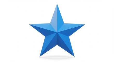 Obraz premium 鮮やかな青色五芒星 光沢輝く立体デザイン. AI Generated