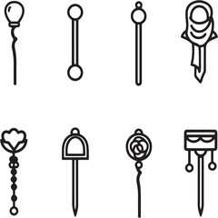Hijab Pin black Line Editable Icons set