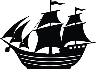 pirate ship design silhouette vector illustration