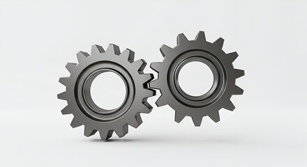 Interlocking gears symbolizing connection, engineering, and collaboration with a clean background