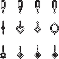 Hoop Earrings black Line Editable Icons set