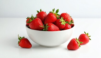 Fresh Strawberries in White Bowl