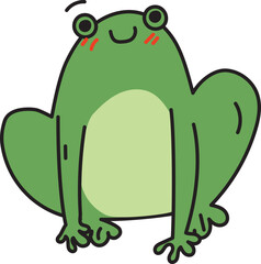 Green Frog Cartoon in Cute Hand-Drawn Doodle Style for Kids, Fun Clipart for Creative Projects and Learning Materials