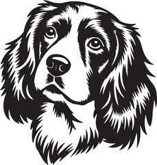 Fototapeta premium Elegant Spaniel Dog Head Vector Illustration - Detailed Canine Portrait Art