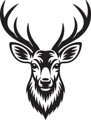 Majestic Deer Head Vector Illustration - Antlered Stag Portrait in Black
