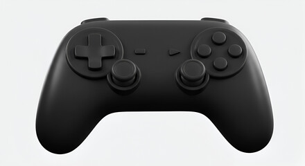 Sleek black gamepad isolated on white, minimal and modern gaming controller