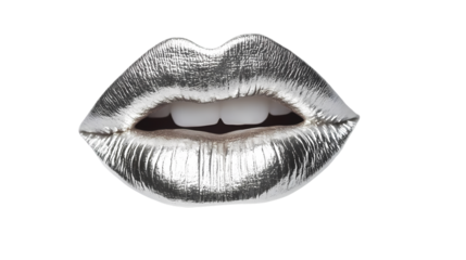 Silver lip isolated on transparent background