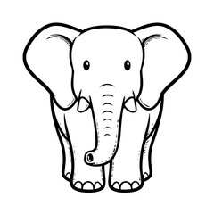 Fototapeta premium Black, white stylized elephant illustration. Graphic design element, logo design, print material, children's design.