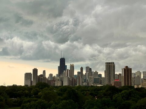 Storm Over Chicago Skyline
