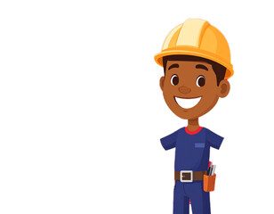 funny cartoon builder with helmet