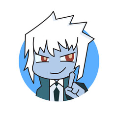 Vector Cute White Hair Businessman Expression