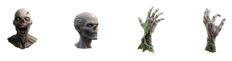 Collection Spooky Zombie Heads And