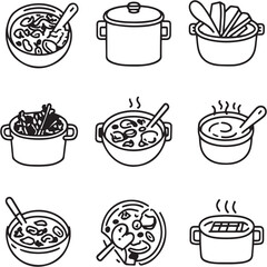 Kale and White Bean Soup black Line Editable Icon