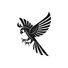 Black and White Bird Illustration shows outlined design, is suitable for tattoo design or digital design